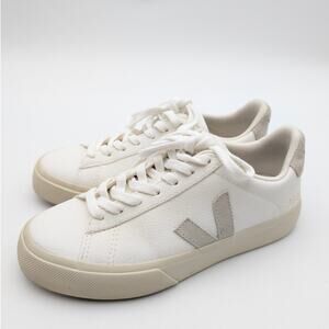 VEJA Campo Low Top Sneaker Shoes Women's Leather Round Toe White Size US6 EU37